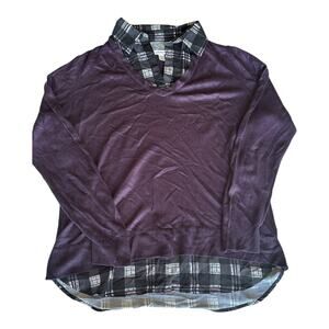 Women’s Sweater Size 1X Attached Under Shirt Dark Academia